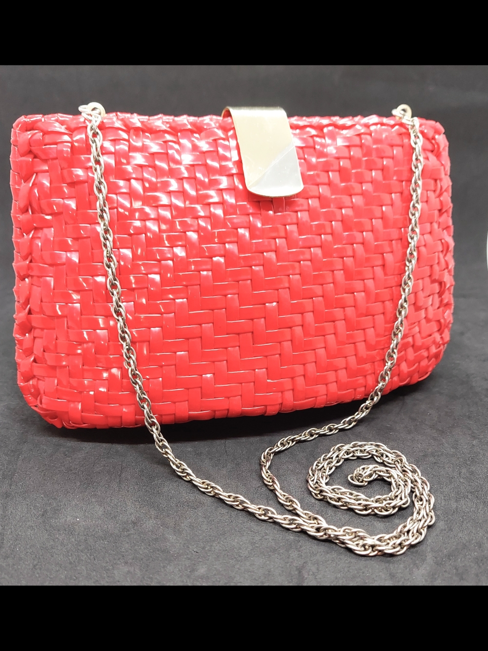 Vintage Red Woven Clutch Or Shoulder Bag By Walborg